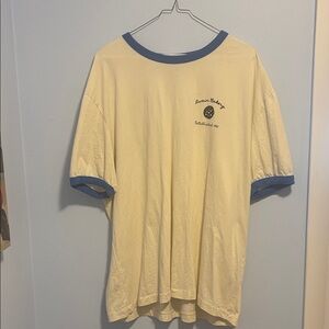 Casual Cream and Blue Men's T-Shirt